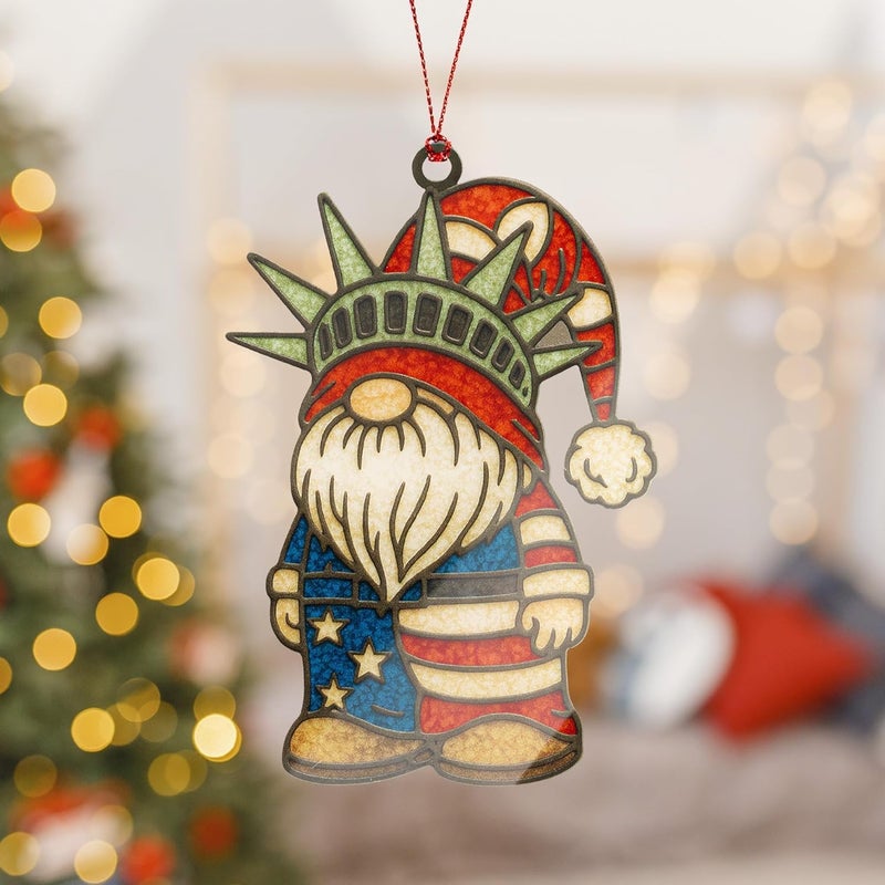 NELXI Gnome Christmas Tree Ornaments, Patriotic Christmas Ornaments, Patriotic Gnome Ornament in American Flag Colors, Gnome Gifts for Holiday Presents, Gift Exchange Ideas, Gnome Ornament Decorating Fun - Image 4